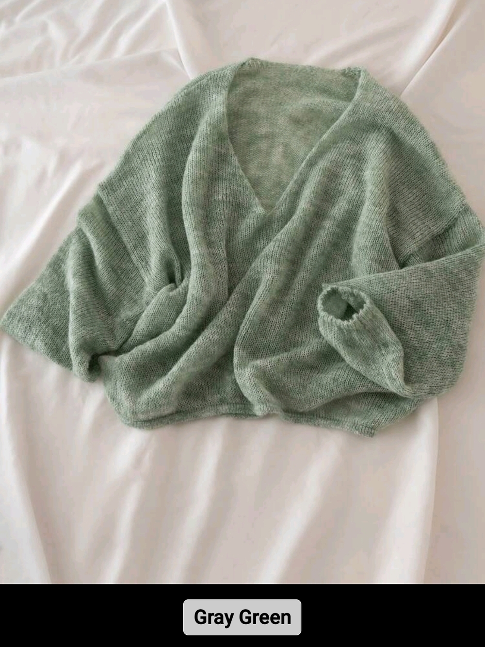 Soft V-Neck Sweater in Gray-Green